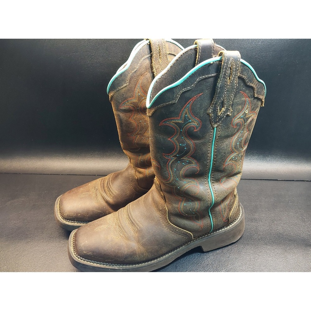 Justin Gypsy GY2900 Brown Turquoise Leather Western Cowboy Boots Womens Size 11B